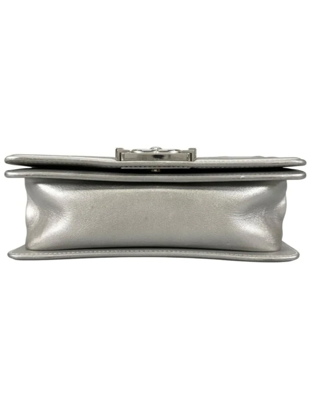 Chanel Boy Enamel Leather Lambskin Silver Light Blue Shoulder
